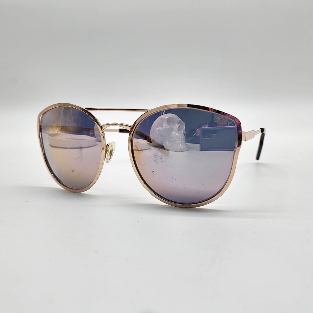 Quay Multi Colour Mirror Len Gold Tone Oversized Sunglasses - Picture 1 of 16